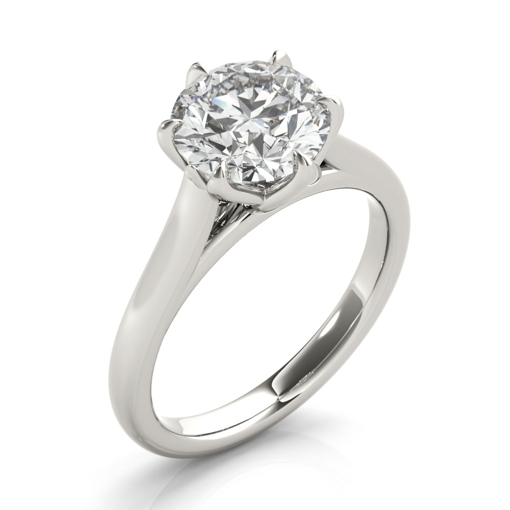 Peony Round 6 Prong Solitaire Engagement Ring Setting