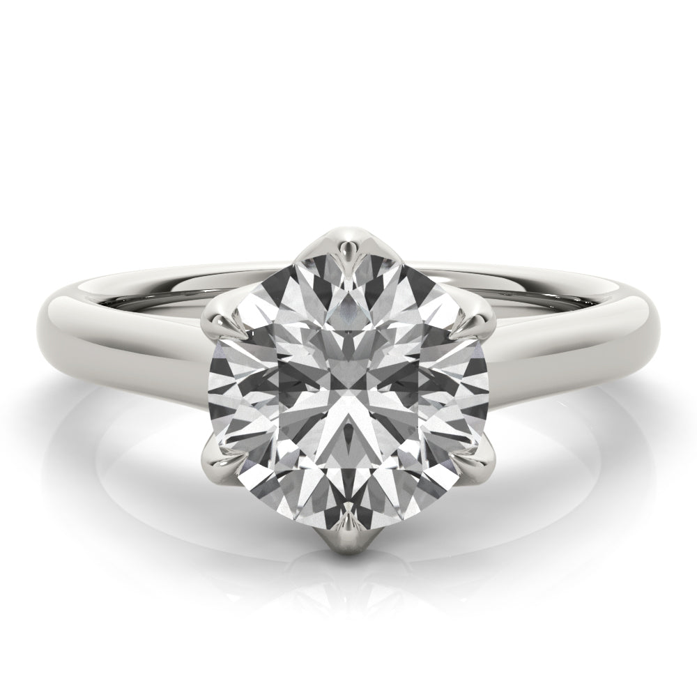 Peony Round 6 Prong Solitaire Engagement Ring Setting