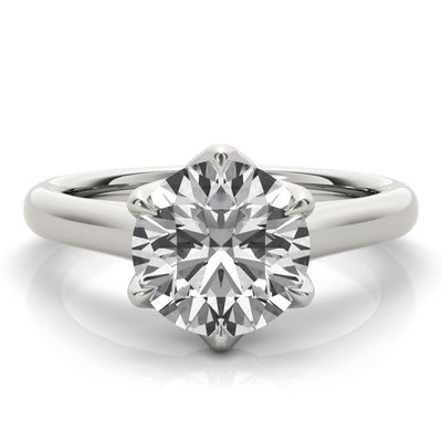 Peony Round 6 Prong Solitaire Engagement Ring Setting