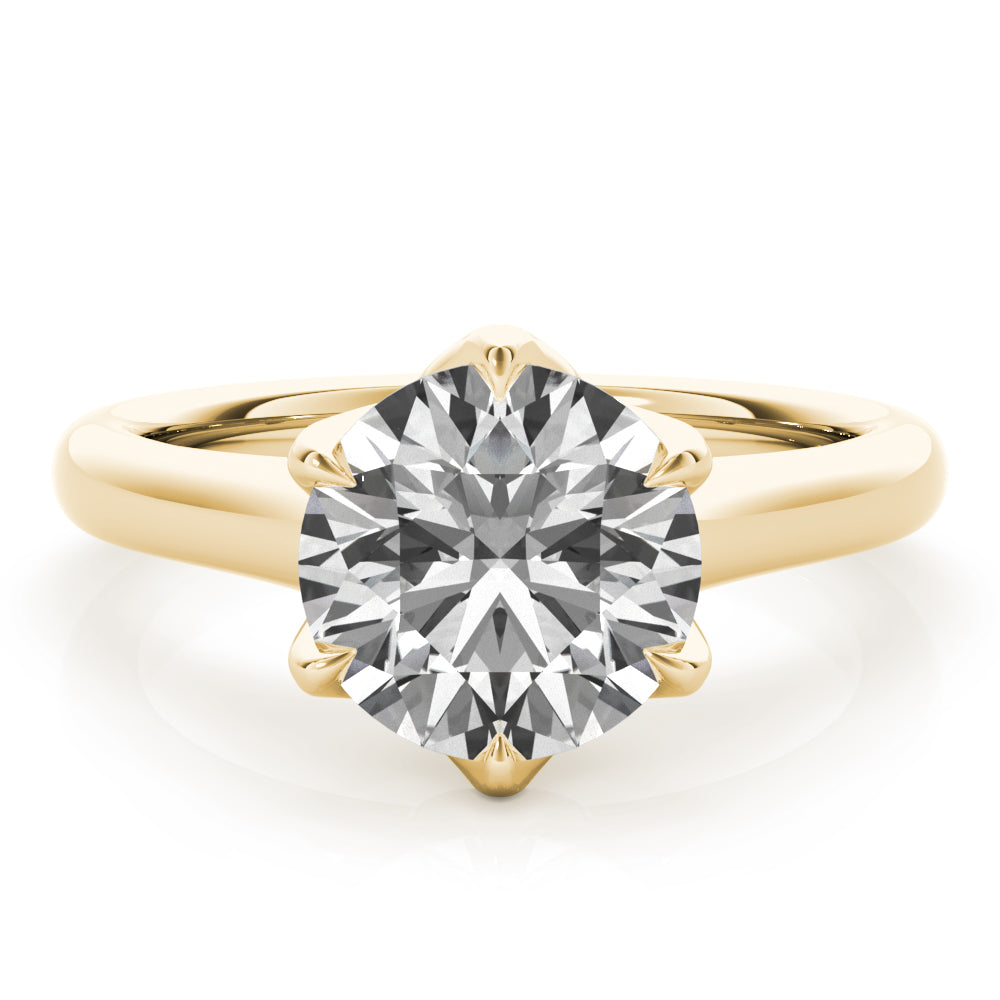 Peony Round 6 Prong Solitaire Engagement Ring Setting