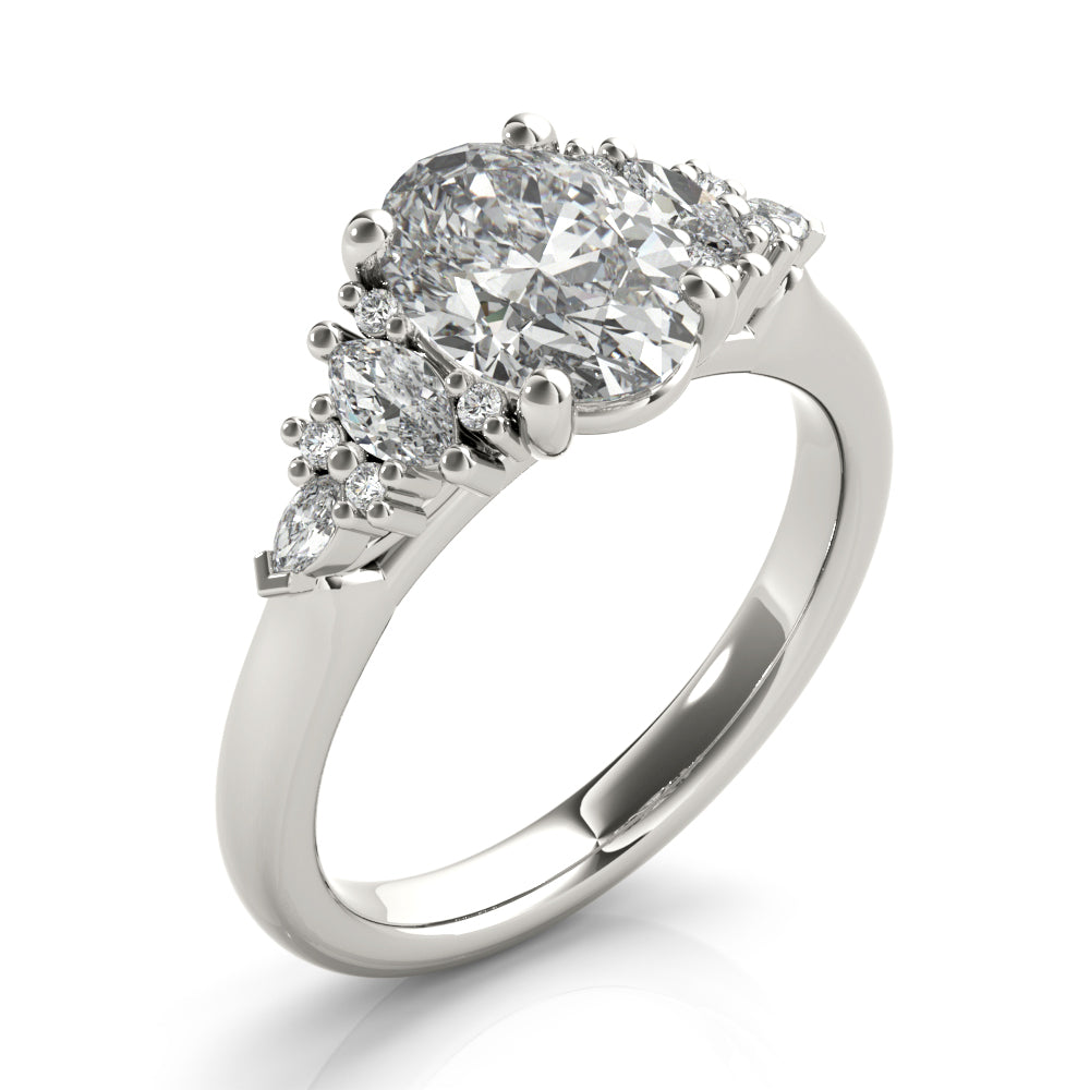 Olive Oval Diamond Engagement Ring Setting