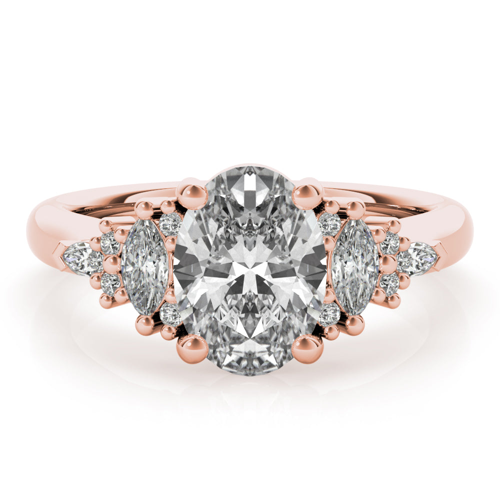 Olive Oval Diamond Engagement Ring Setting