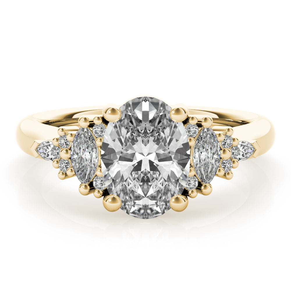 Olive Oval Diamond Engagement Ring Setting