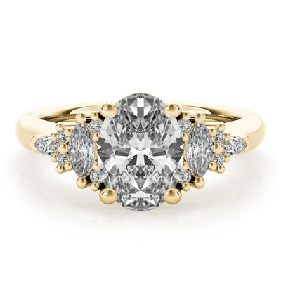 Olive Oval Diamond Engagement Ring Setting