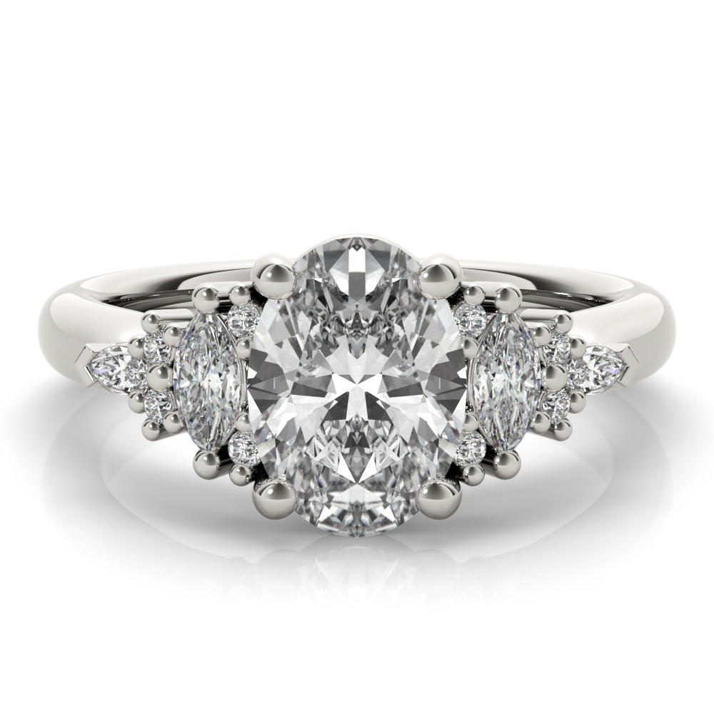 Olive Oval Diamond Engagement Ring Setting