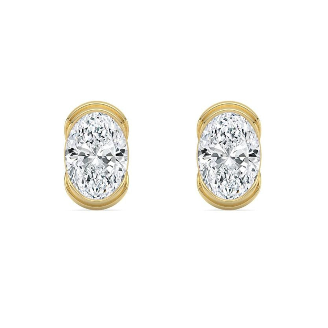 Delia Oval Bezel Lab-Diamond Earrings