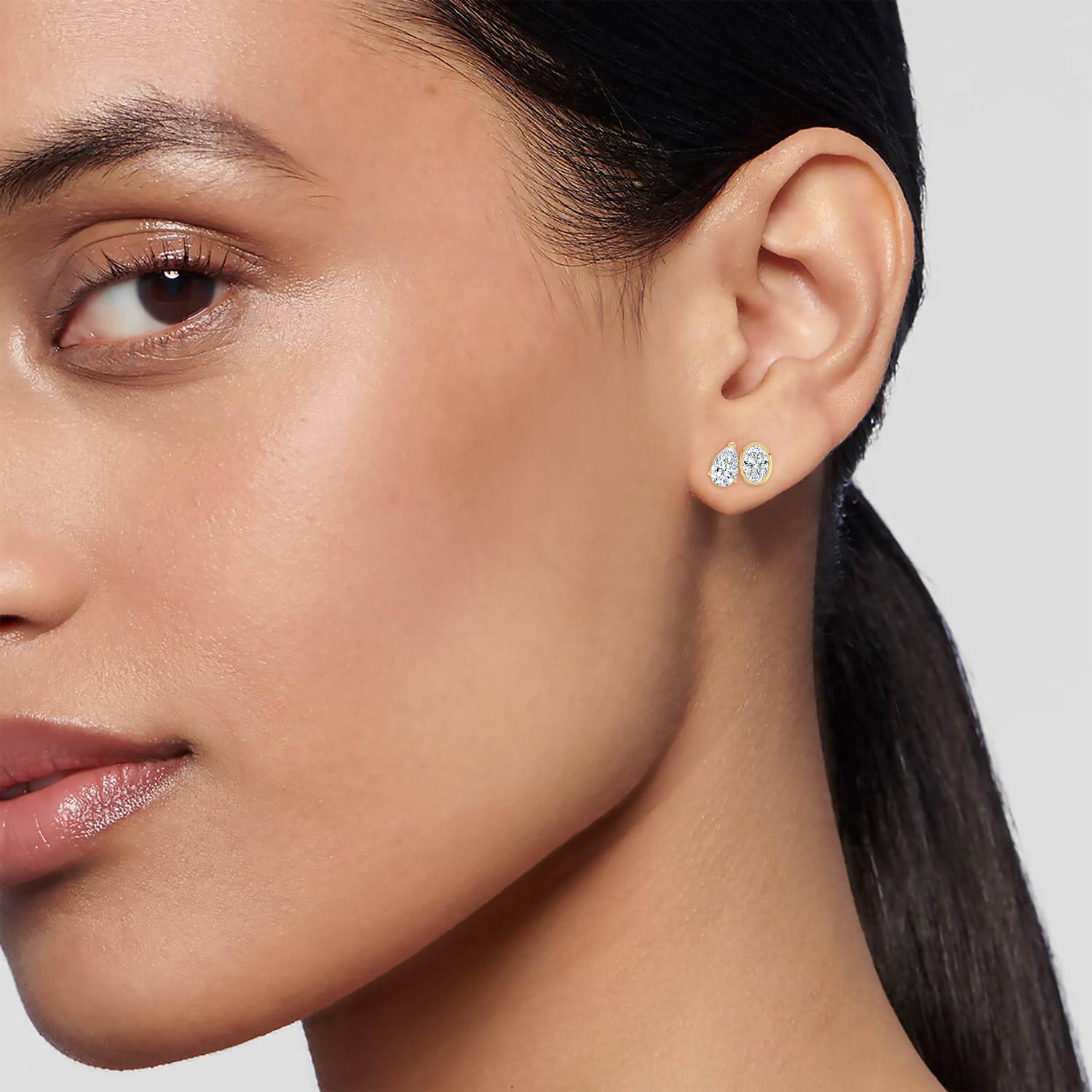 Avery Toi et Moi Lab-Diamond Earrings (Oval and Pear)