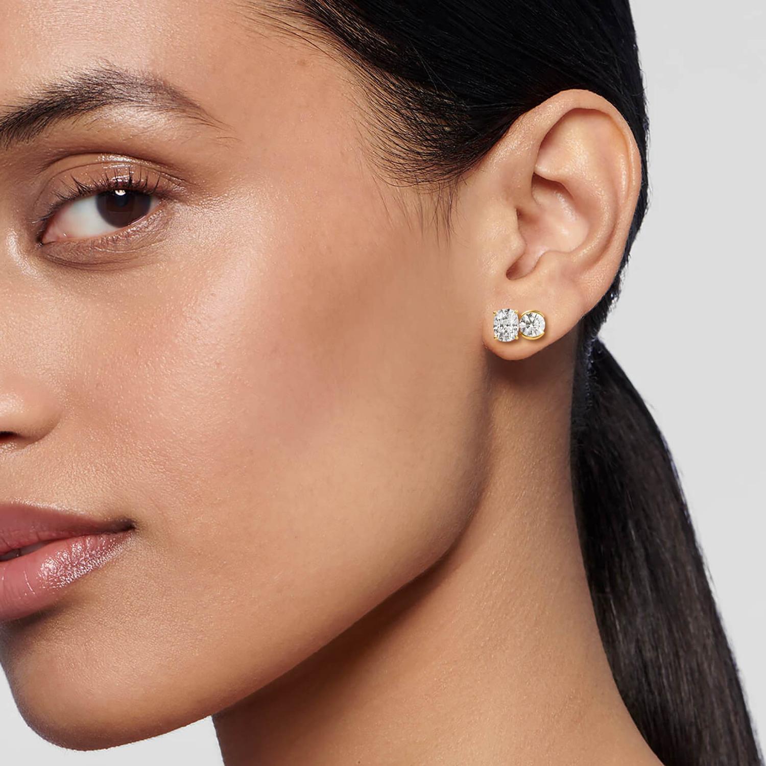 Avery Toi et Moi Lab-Diamond Earrings (Oval and Round)
