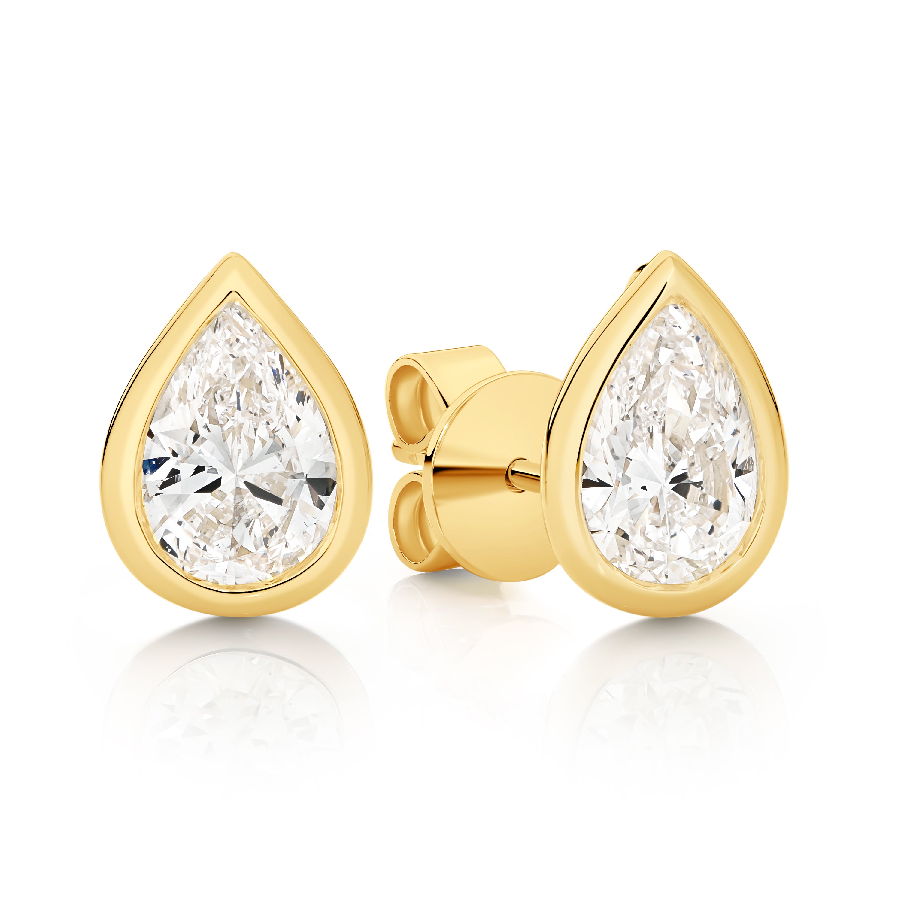 Lumina Pear Bezel Diamond Earrings