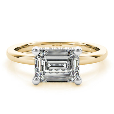 Noelle East West Emerald Diamond Engagement Ring Setting