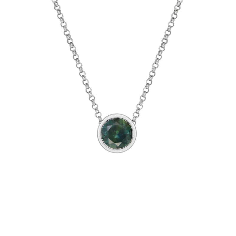 Adelia Round Bezel Sapphire Necklace