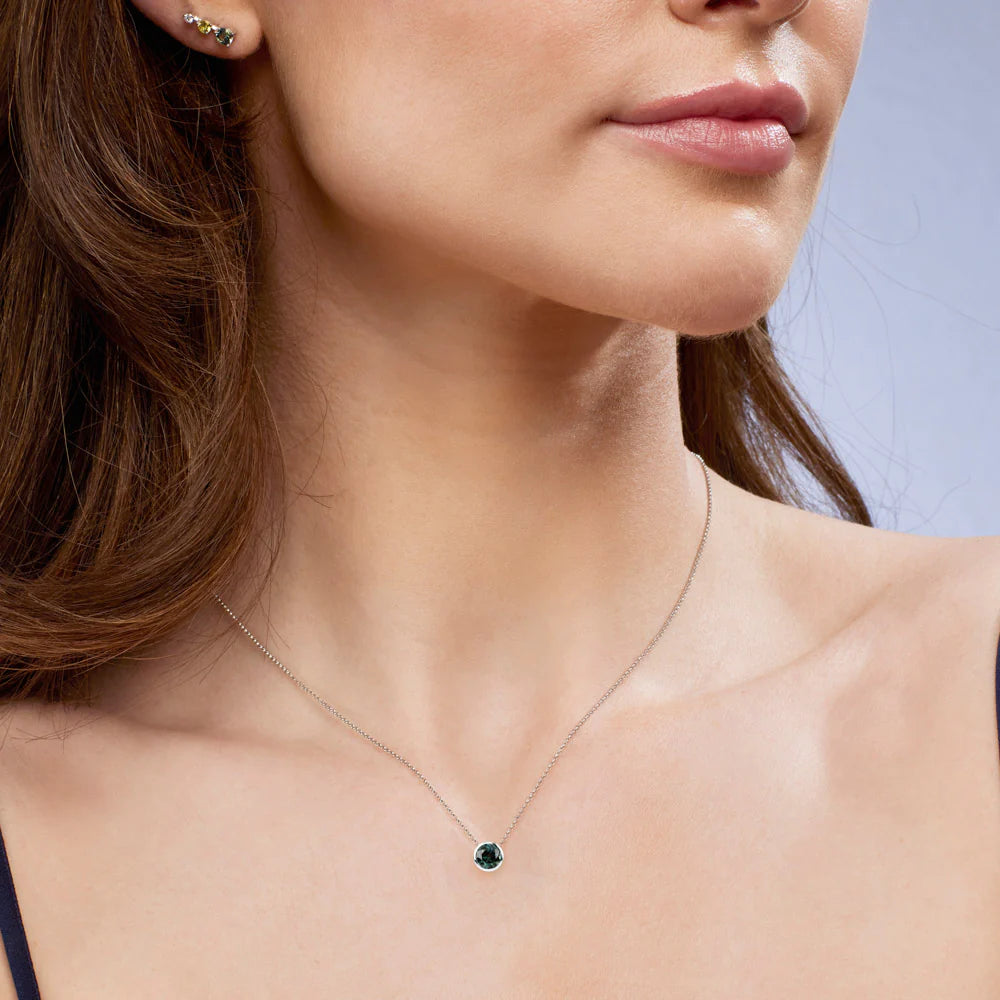 Adelia Round Bezel Sapphire Necklace