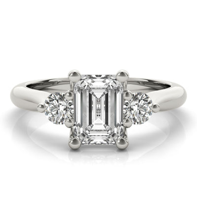 Charlotte Emerald Cut and Round Diamond Engagement Ring Setting