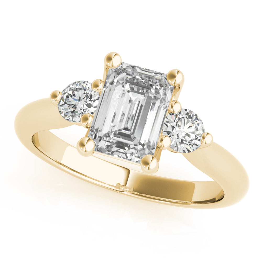 Charlotte Emerald Cut and Round Diamond Engagement Ring Setting