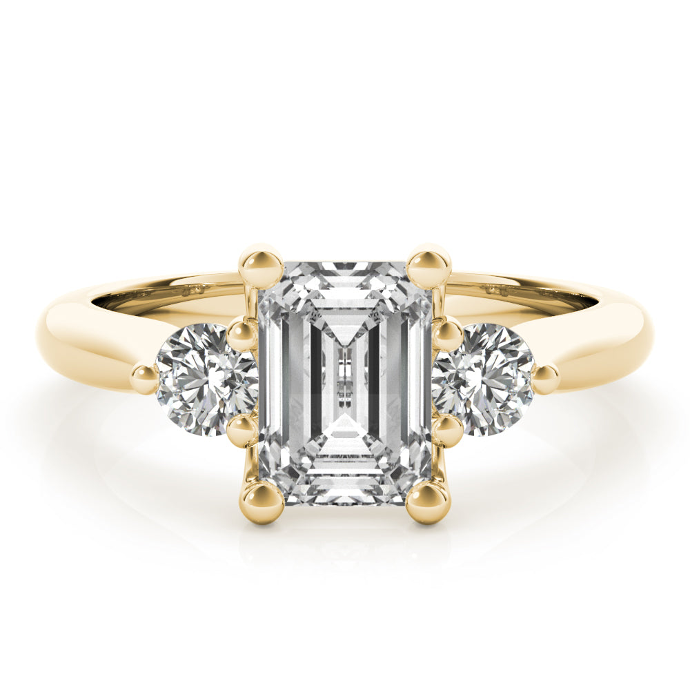 Charlotte Emerald Cut and Round Diamond Engagement Ring Setting