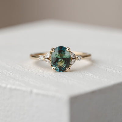 Blair Oval 1.62ct Madagascan Teal Sapphire Engagement Ring