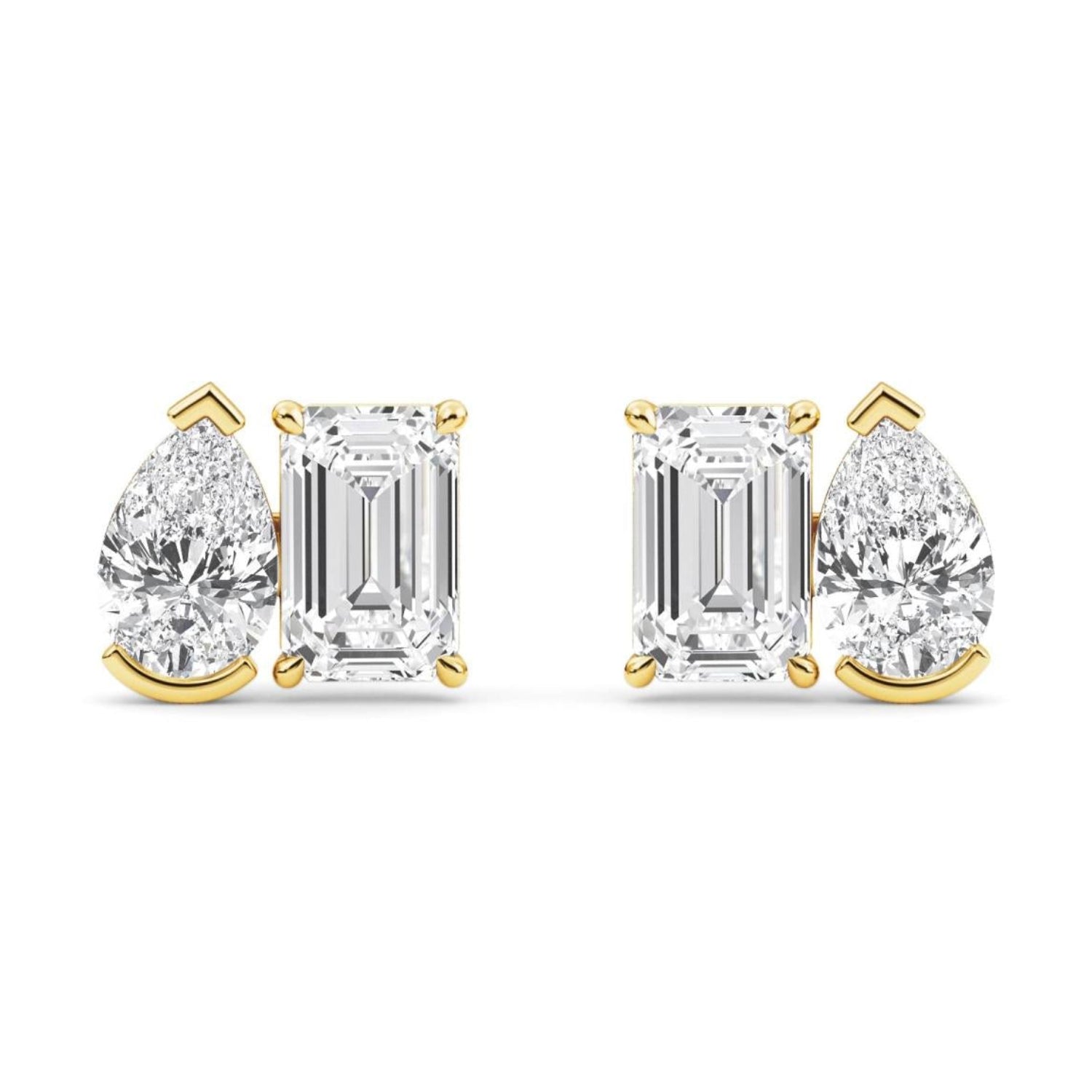 Avery Toi et Moi Lab-Diamond Earrings (Emerald and Pear)