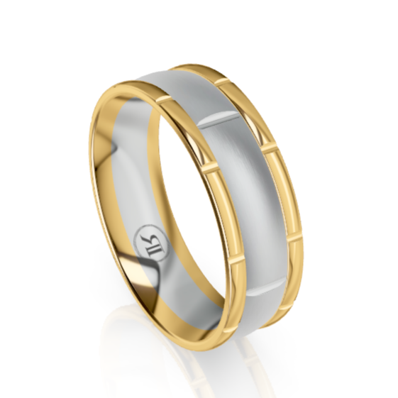 The Warwick Yellow Gold Edged & White Gold Grooved Ring – KAVALRI