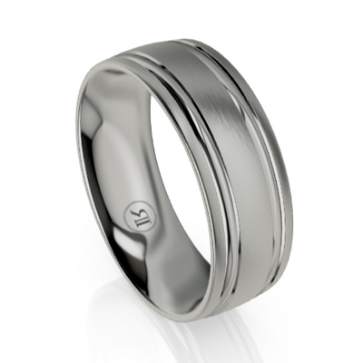 Curved Titanium and Dual Grooved Wedding Ring