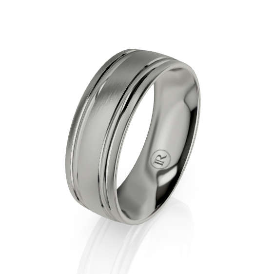 Curved Titanium and Dual Grooved Wedding Ring
