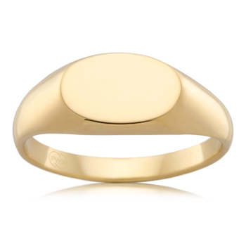Horizontal Oval Gold Signet Ring