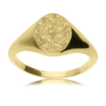Circular Textured Gold Signet Ring