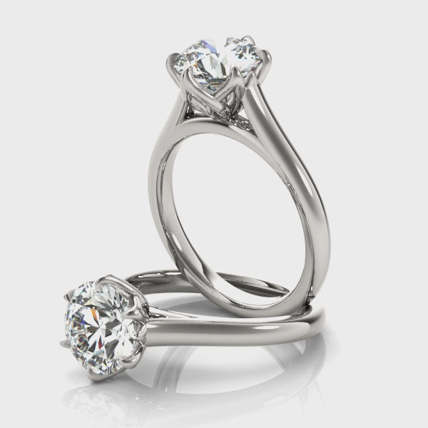 Peony Round 6 Prong Solitaire Engagement Ring Setting