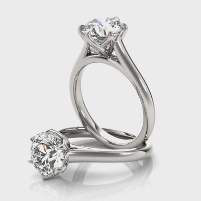 Peony Round 6 Prong Solitaire Engagement Ring Setting