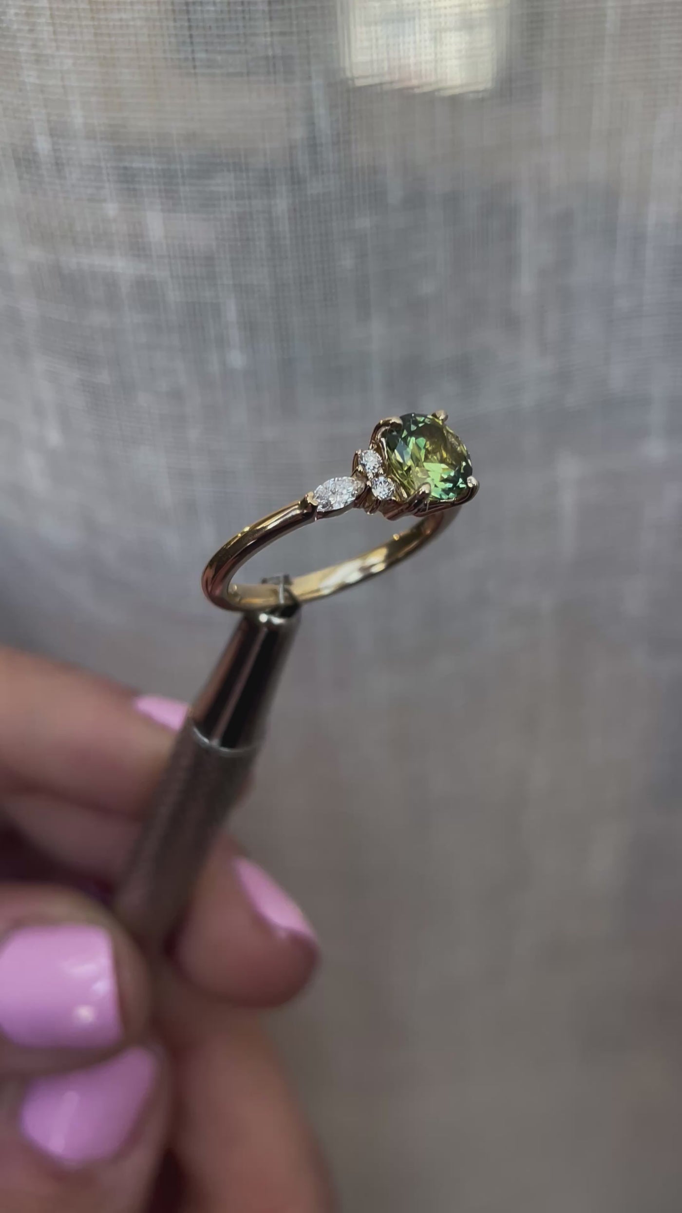 Blair 1.58 ct Oval Parti Yellow Green Australian Sapphire Engagement Ring