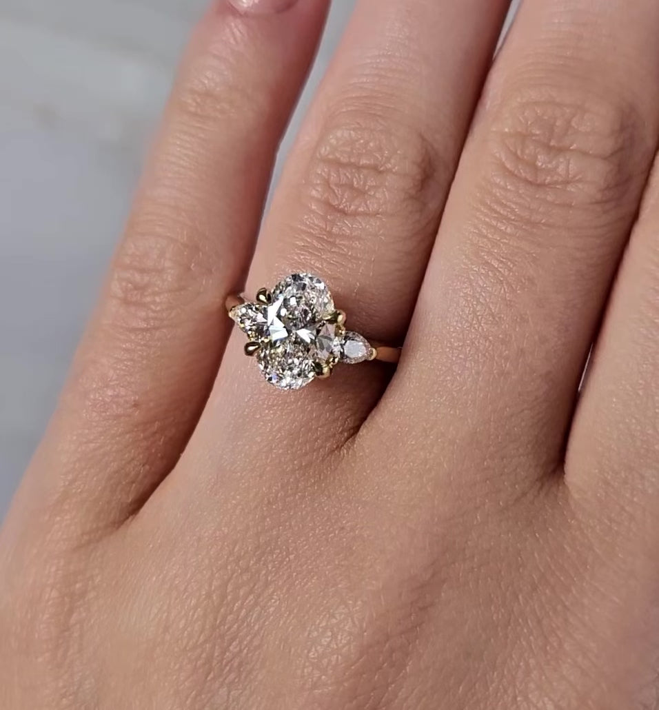Rebecca Oval Diamond and Long Pear Engagement Ring Setting