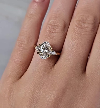 Rebecca Oval Diamond and Long Pear Engagement Ring Setting