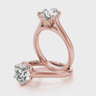 Peony Round 6 Prong Solitaire Engagement Ring Setting
