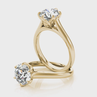 Peony Round 6 Prong Solitaire Engagement Ring Setting