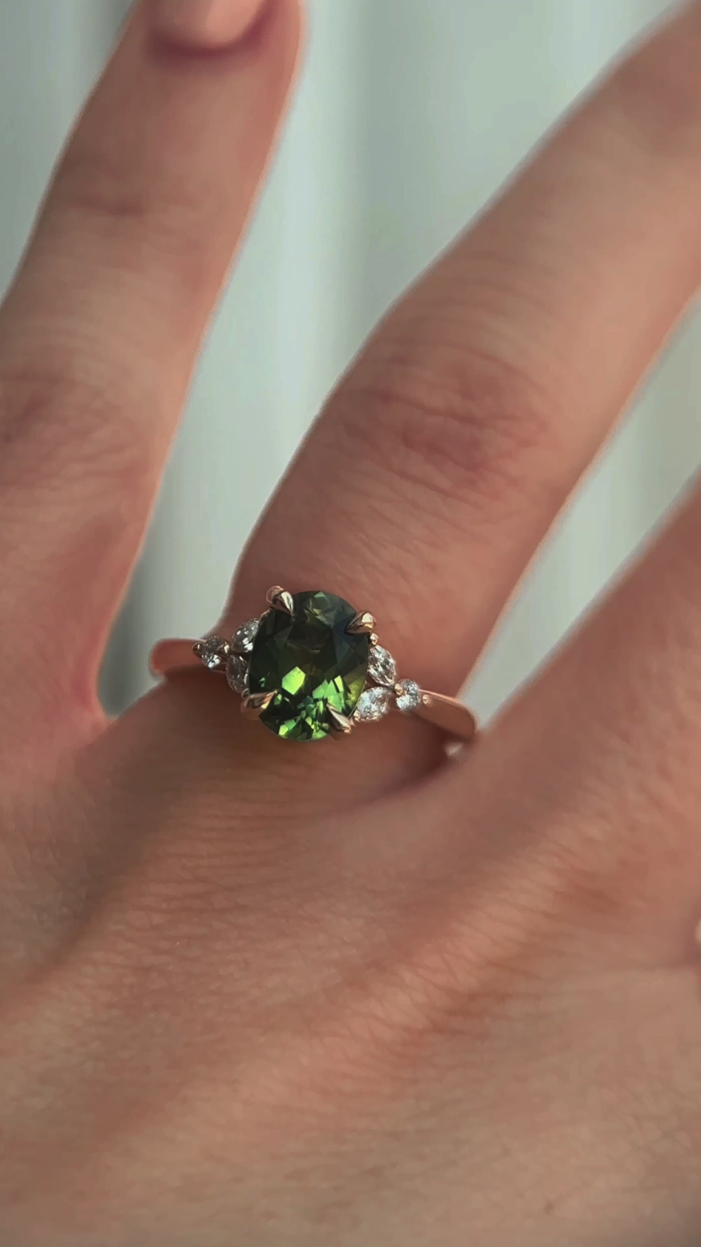 Blair 1.87 ct Oval Parti Green Australian Sapphire Engagement Ring