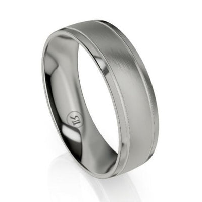 Rounded Smooth Dual Grooved Titanium Wedding Ring