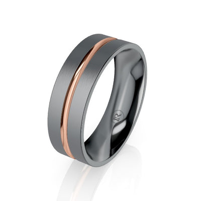 Tantalum and Gold Centre Groove Wedding Ring