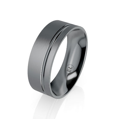 Offset Stripe Tantalum Wedding Ring