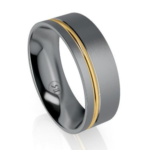 Offset Stripe Tantalum & Gold Wedding Ring – KAVALRI