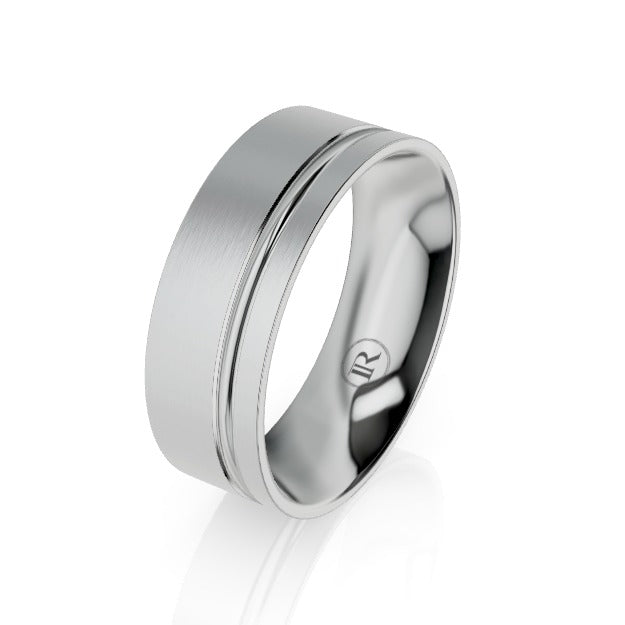 Offset Stripe Platinum Wedding Ring