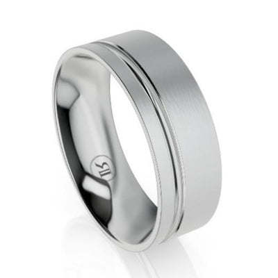 Offset Stripe Platinum Wedding Ring