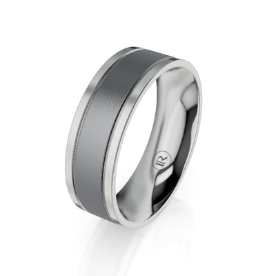 The Winchester Flat Grooved Tantalum & Gold Wedding Ring