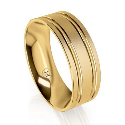 The Morrison Double Grooved Gold Wedding Ring