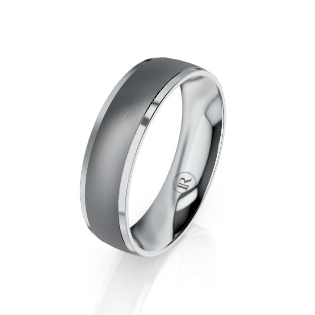 The Dunkirk Tantalum & Platinum Bevelled Wedding Ring