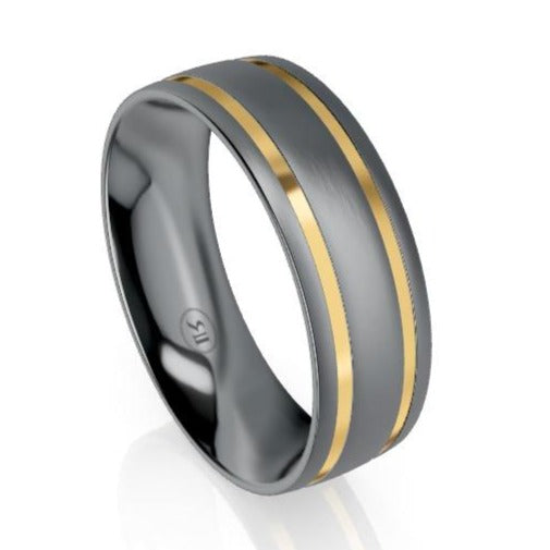 The Salisbury Tantalum and Gold Mens Wedding Ring