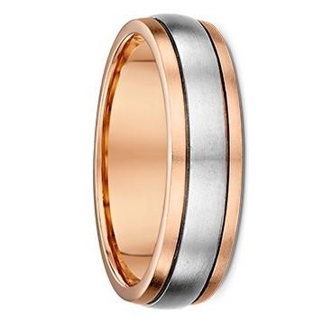 Rose Gold Men's Wedding Ring with White Gold Centre  ( 1543016)