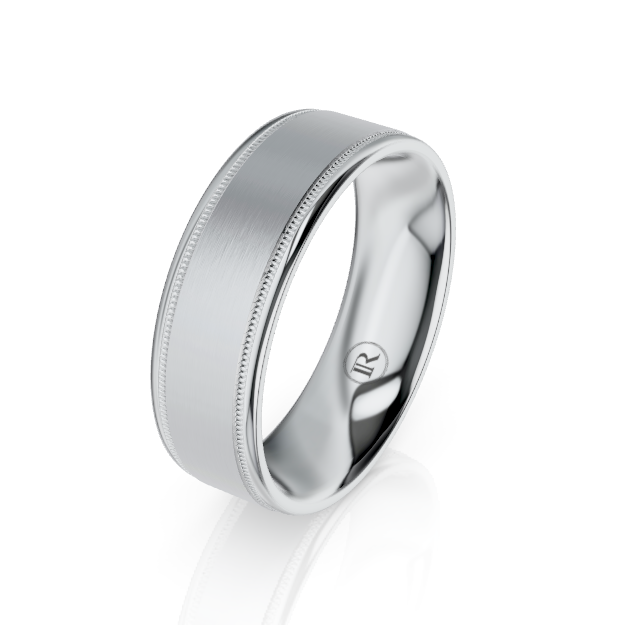 The Arthur White Gold Milgrain Edge Wedding Ring