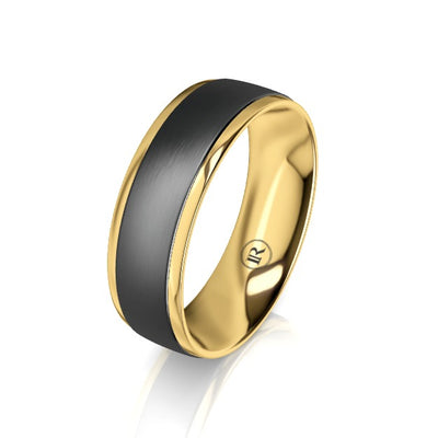 The Carlisle Black Zirconium and Gold Edged Wedding Ring