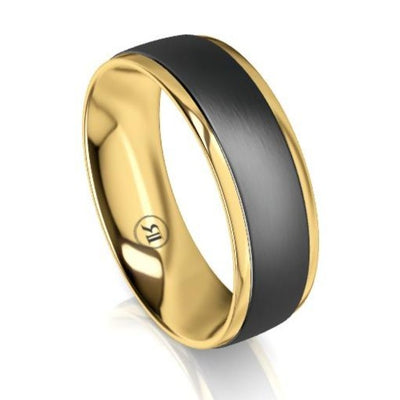 The Carlisle Black Zirconium and Gold Edged Wedding Ring