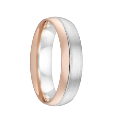 White and Rose Gold Two Tone Men's Wedding Ring