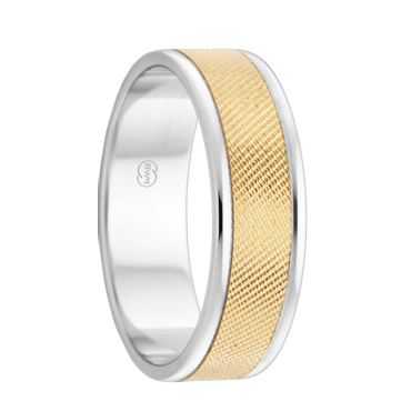 Textured Two Tone Gold Mens Wedding Ring - 2TJ4226